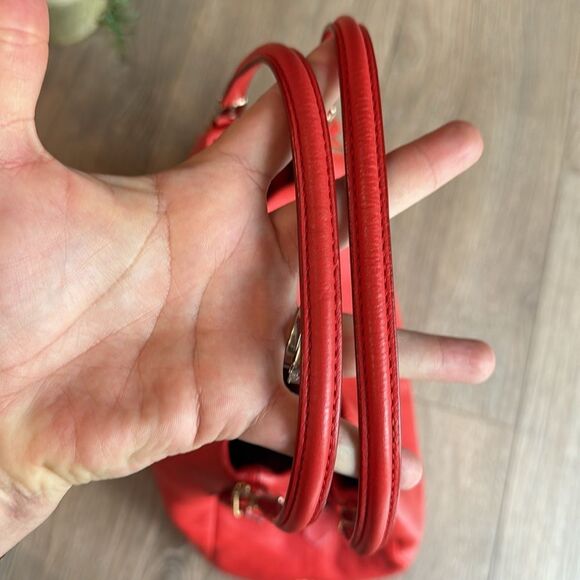 VINTAGE COACH LARGE TRIPLE COMPARTMENT LEATHER HOBO SHOULDER BAG RED EEEUC - Picture 6 of 14